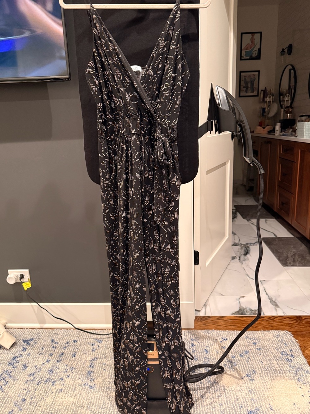 Kaileigh Black and Cream Printed Jumpsuit